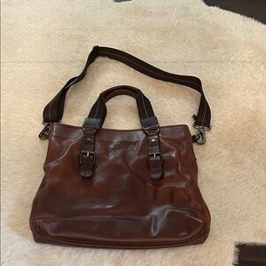 RUDSAK Brown Leather Laptop Bag